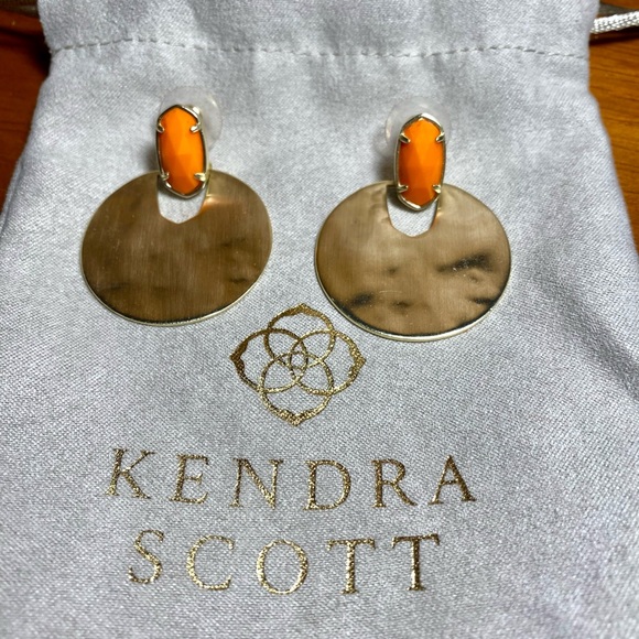Kendra Scott Deena Gold and Orange Earrings - Picture 2 of 5